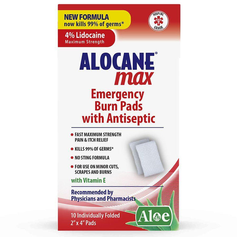 Alocane Alocane Emergency Burn Pads, 4% Lidocaine Maximum Strength (10 Count) First Aid