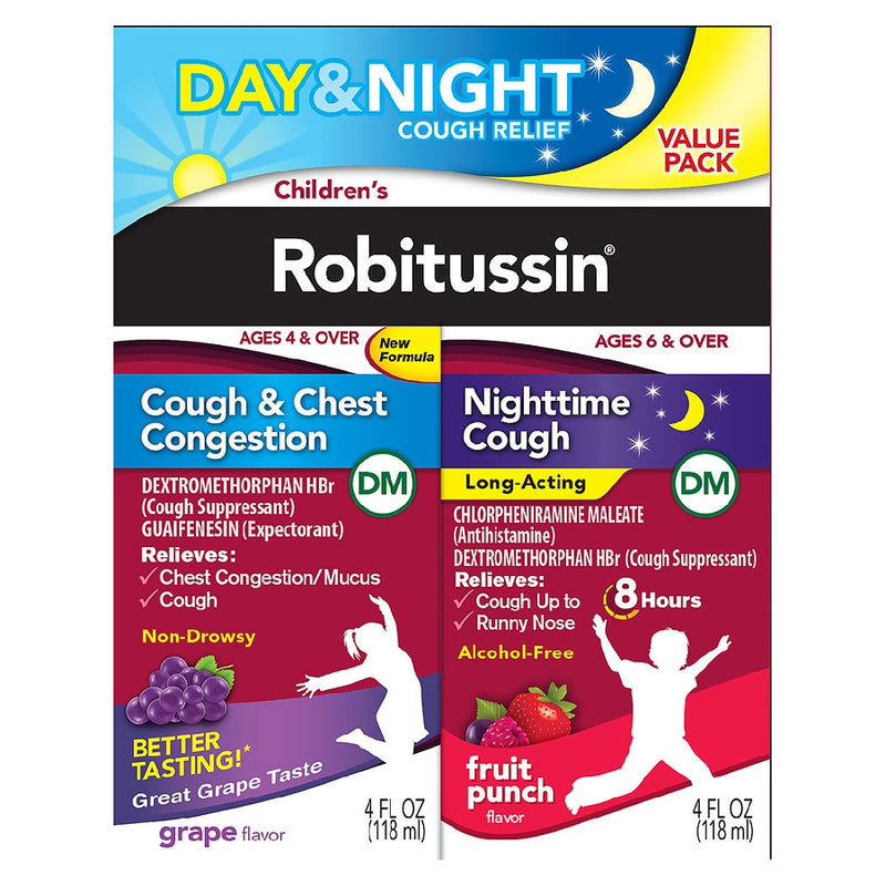 Robitussin Robitussin Day & Night Cough Relief, Grape/Fruit Punch Flavor, Children's, Value Pack Health & Beauty