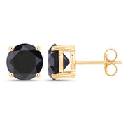Bids.com 4.12 Carat Genuine Black Diamond 14K Yellow Gold Earrings Earrings