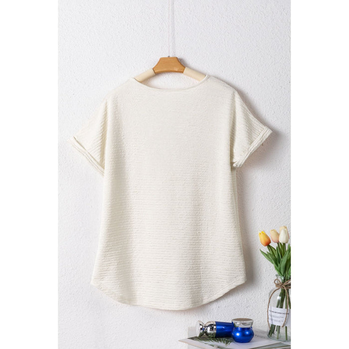 V-Neck Short Sleeve Blouse