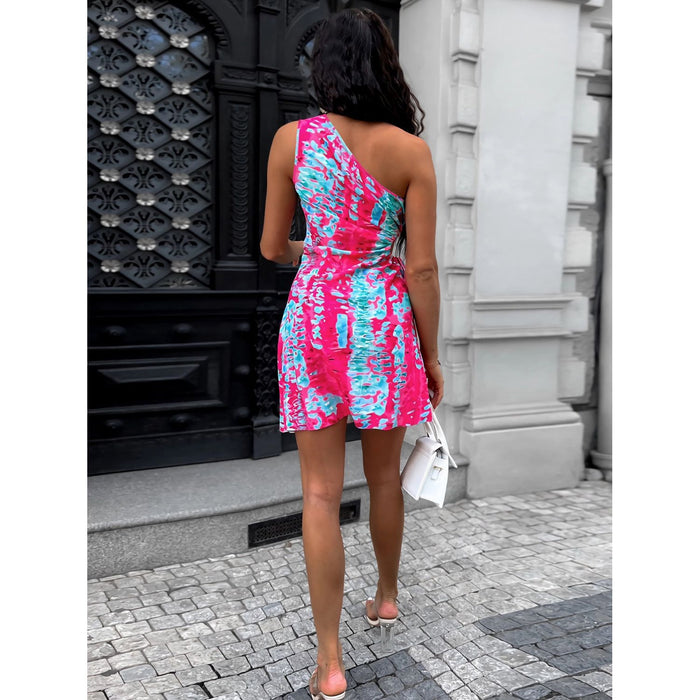 Cutout Printed Sleeveless Mini Dress