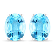 Bids.com 4.00 Carat Genuine Swiss Blue Topaz .925 Sterling Silver Earrings Earrings