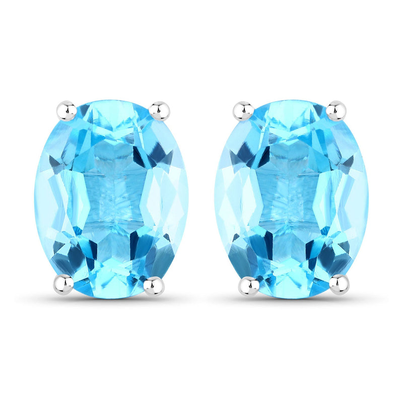 Bids.com 4.00 Carat Genuine Swiss Blue Topaz .925 Sterling Silver Earrings Earrings