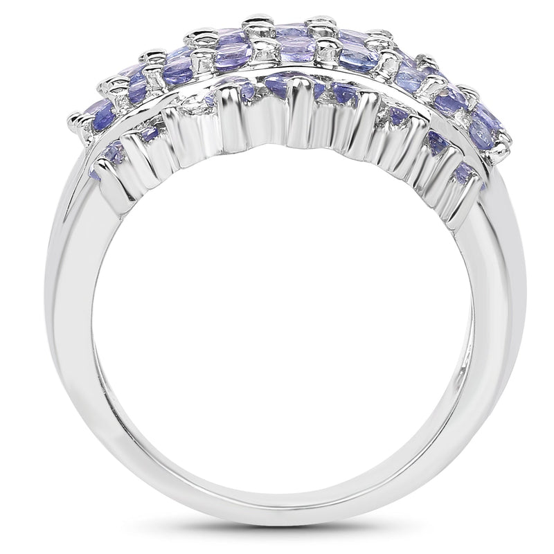 Bids.com 2.35 Carat Genuine Tanzanite .925 Sterling Silver Ring Rings