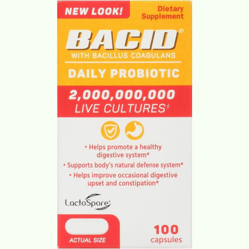 Bacid Bacid Capsules White Bacillus Coagulans Daily Probiotic 100 Health & Beauty