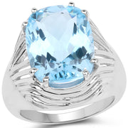 Bids.com 12.10 Carat Genuine Blue Topaz .925 Sterling Silver Ring Rings