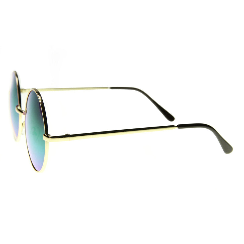 zeroUV Retro Hippie Round Flash Mirror Lens Metal Sunglasses 9636 Sunglasses