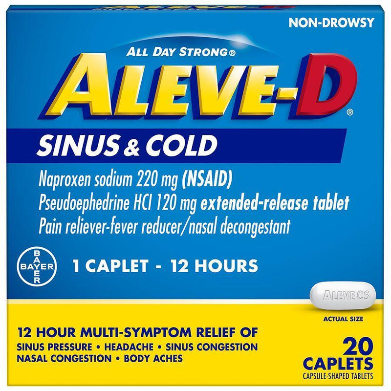 Aleve Aleve-D Sinus & Cold, 12-Hour Relief of Sinus Pressure, Congestion & Pain, 20 Caplets Medicine & Drugs Dark Cyan