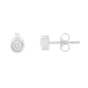 Bids.com 10K White Gold 1/4 Cttw Round Brilliant-Cut Near Colorless Diamond Bezel-Set Stud Earrings (H-I Color, I1-I2 Clarity) Earrings