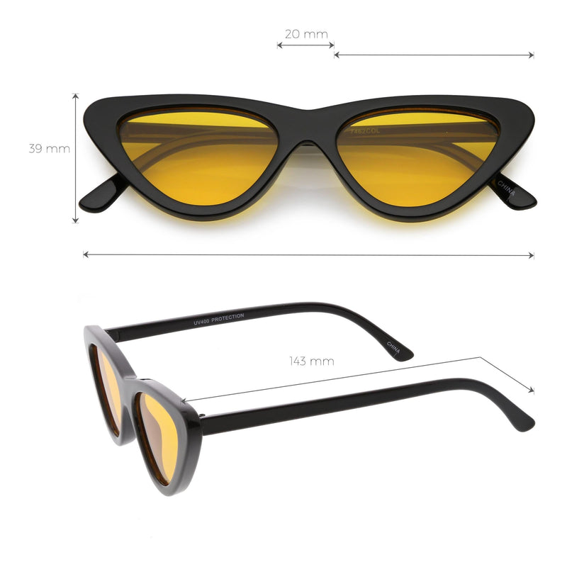 zeroUV Retro 1990's Narrow Color Tone Flat Lens Cat Eye Sunglasses C522 Sunglasses