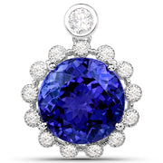 Bids.com 14.36 Carat Genuine Tanzanite and White Diamond 18K White Gold Pendant Pendants