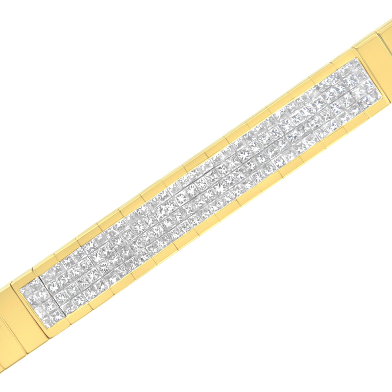 Bids.com 14K Yellow Gold 3 5/8 cttw Invisible Set Princess-Cut Diamond ID Tennis Bracelet (I-J Color, SI1-SI2 Clarity) - Size 7" Bracelets
