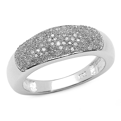 Bids.com 0.49 Carat Genuine White Diamond .925 Sterling Silver Ring Rings