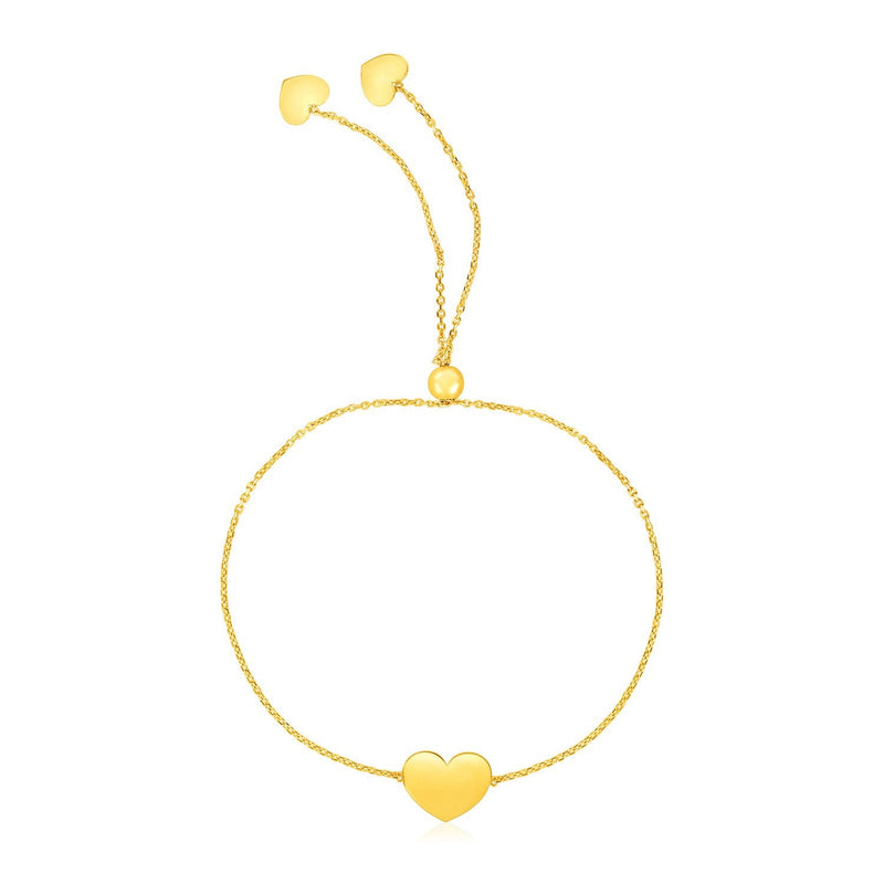 Bids.com 14k Yellow Gold Adjustable Heart Bracelet Bracelets