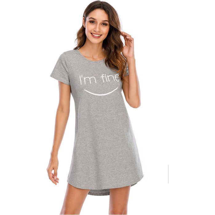 Graphic Round Neck Short Sleeve Lounge Dress