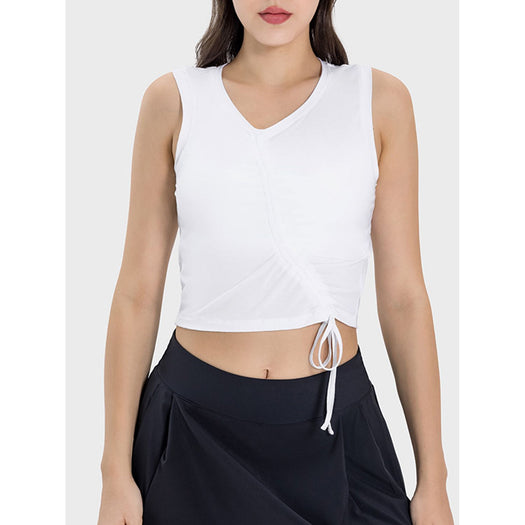 Drawstring Ruched Wide Strap Active Tank