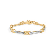 Bids.com 10K Yellow Gold 1.00 Cttw Pave Set Diamond Bar and  X-Link 7" Bracelet (I-J Color, I3 Quality) Bracelets