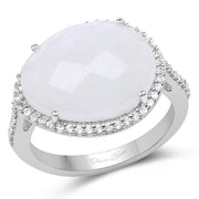 Bids.com 7.33 Carat Genuine White Rainbow Moonstone And White Topaz .925 Sterling Silver Ring Rings