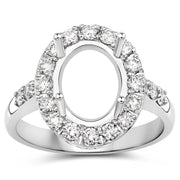 Bids.com 0.60 Carat Genuine White Diamond 14K White Gold Semi Mount Ring - holds 10x8mm Oval Gemstone Rings