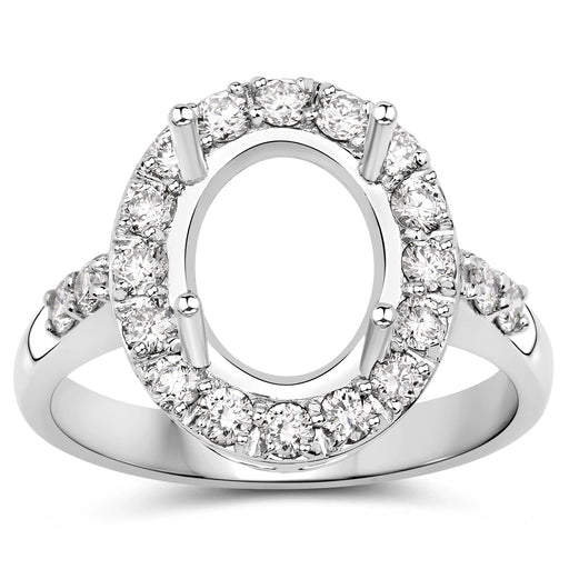 Bids.com 0.60 Carat Genuine White Diamond 14K White Gold Semi Mount Ring - holds 10x8mm Oval Gemstone Rings