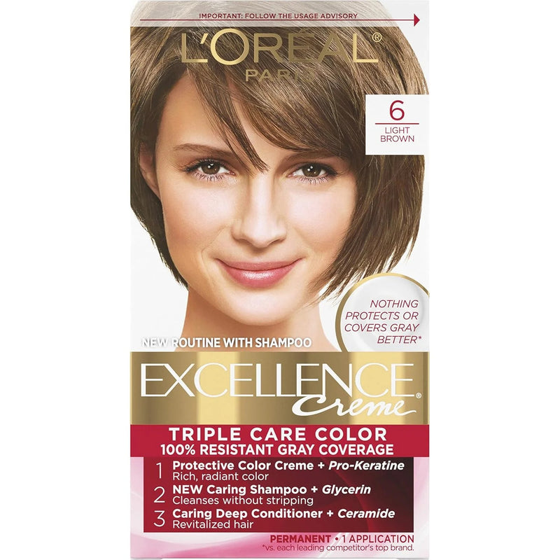 Excellence Excellence L'Oreal Paris Creme Hair Color, Light Brown 6, 1 Kit Hair Color