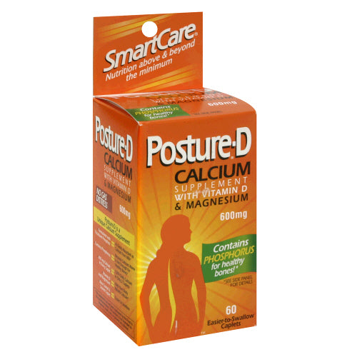 Posture D Posture D Calcium, With Vitamin & Magnesium, 600 Mg, Caplets Personal Care White Smoke