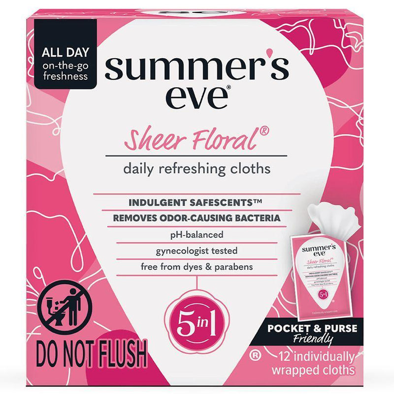 Summer's Eve Summer's Eve Sheer Floral Daily Feminine Wipes, Removes Odor, pH Balanced Personal Care