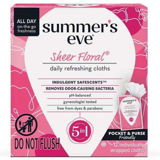 Summer's Eve Summer's Eve Sheer Floral Daily Feminine Wipes, Removes Odor, pH Balanced Personal Care