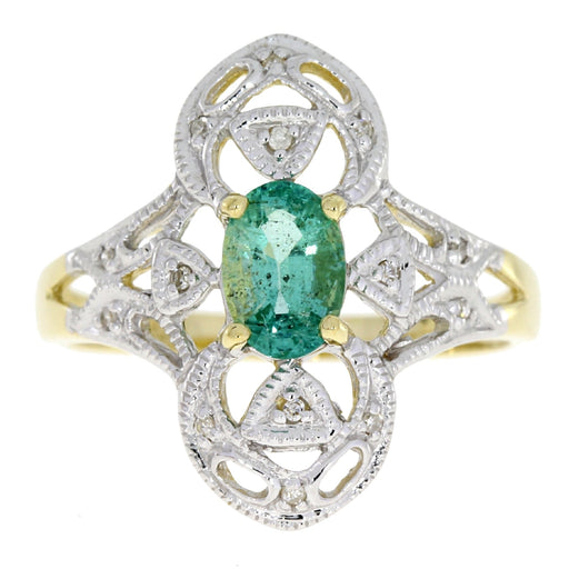 Bids.com .70ct Emerald Diamond Ring 10KT Yellow Gold Rings