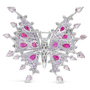 Bids.com 18K White Gold 1.00 Cttw Diamond, Ruby  Sapphire, and Amethyst Mixed Gemstone Butterfly Brooch Pin (G-H Color, VS1-VS2 Clarity) Accessories