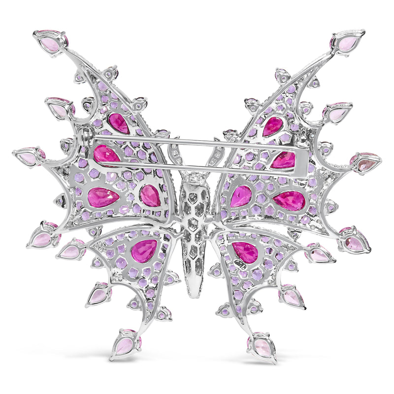 Bids.com 18K White Gold 1.00 Cttw Diamond, Ruby  Sapphire, and Amethyst Mixed Gemstone Butterfly Brooch Pin (G-H Color, VS1-VS2 Clarity) Accessories