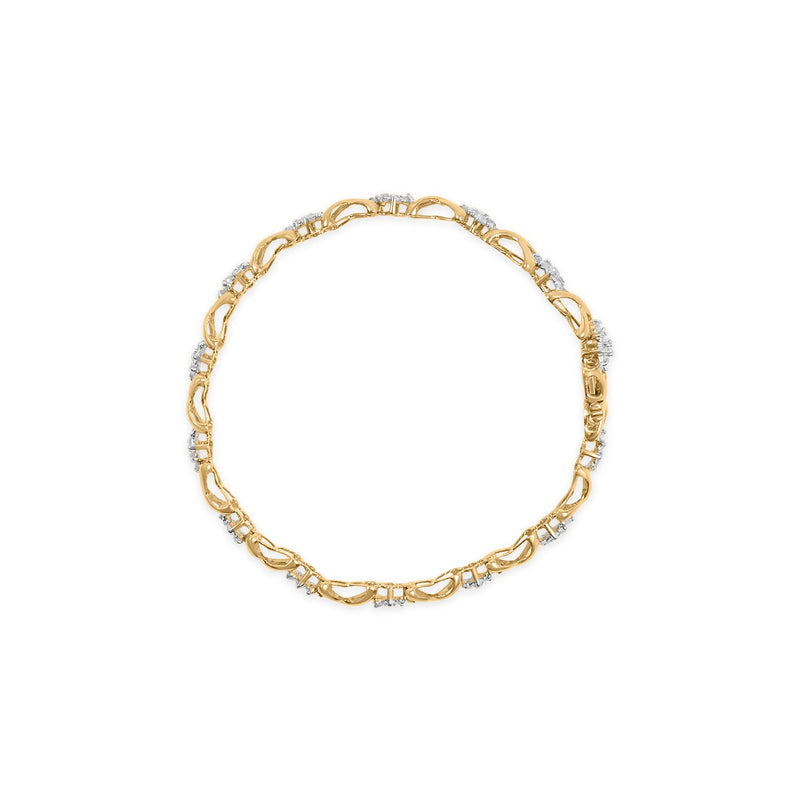 Bids.com 10k Yellow Gold 2.00 Cttw Diamond Cluster and Alternating "X" Link Bracelet (I-J Color, I3 Clarity) - 7" Bracelets