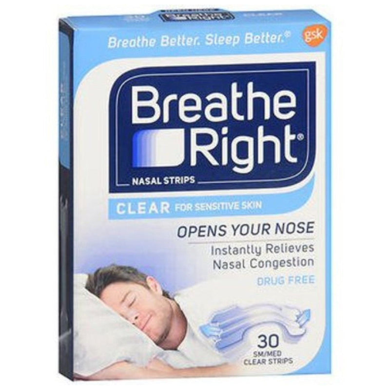 Breathe Right Breathe Right Nasal Strips, For Sensitive Skin, Sm/Med, Clear Health & Beauty