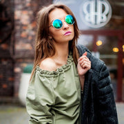 zeroUV Retro Flash Color Mirror Lens Round Metal Sunglasses 9203 Sunglasses