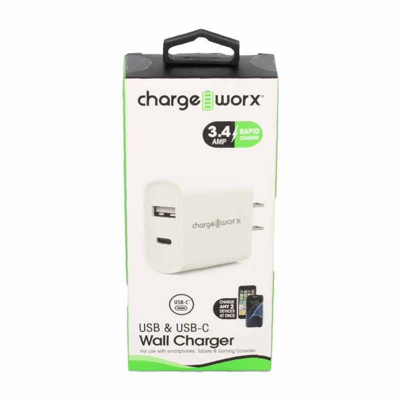 ChargeWorx ChargeWorx® Dual USB Wall Charger – White Cables
