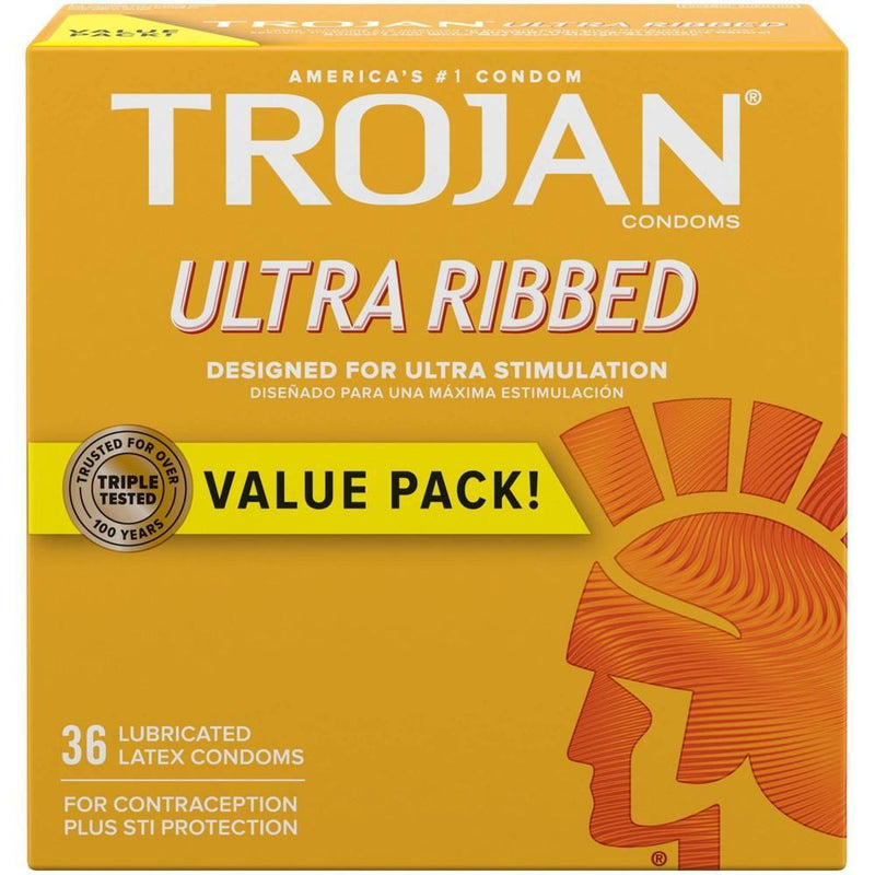 Trojan Trojan Ultra Ribbed Lubricated Latex Condoms Value Pack 36 ct Condoms