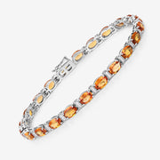 Bids.com 16.73 Carat Genuine Orange Sapphire and White Diamond 14K White Gold Bracelet Bracelets