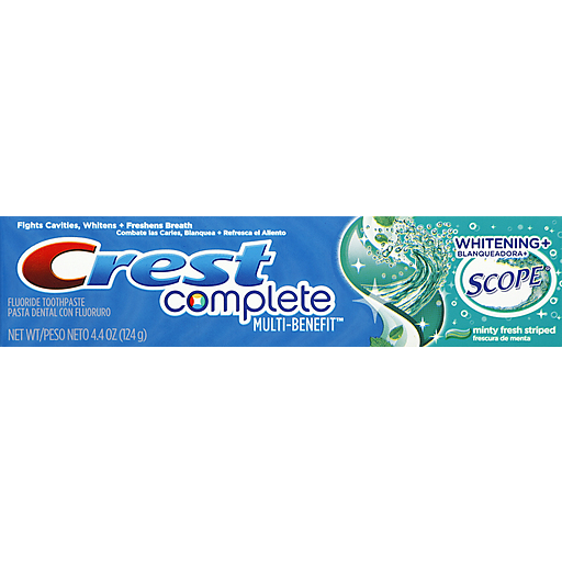 Crest Crest Complete Toothpaste Whitening + Scope Minty Fresh Striped, 4.4oz Toothpaste Steel Blue