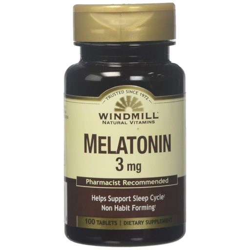 Windmill Windmill Melatonin 3 Mg 100 Tablets Vitamins & Supplements Dark Slate Gray Default Title
