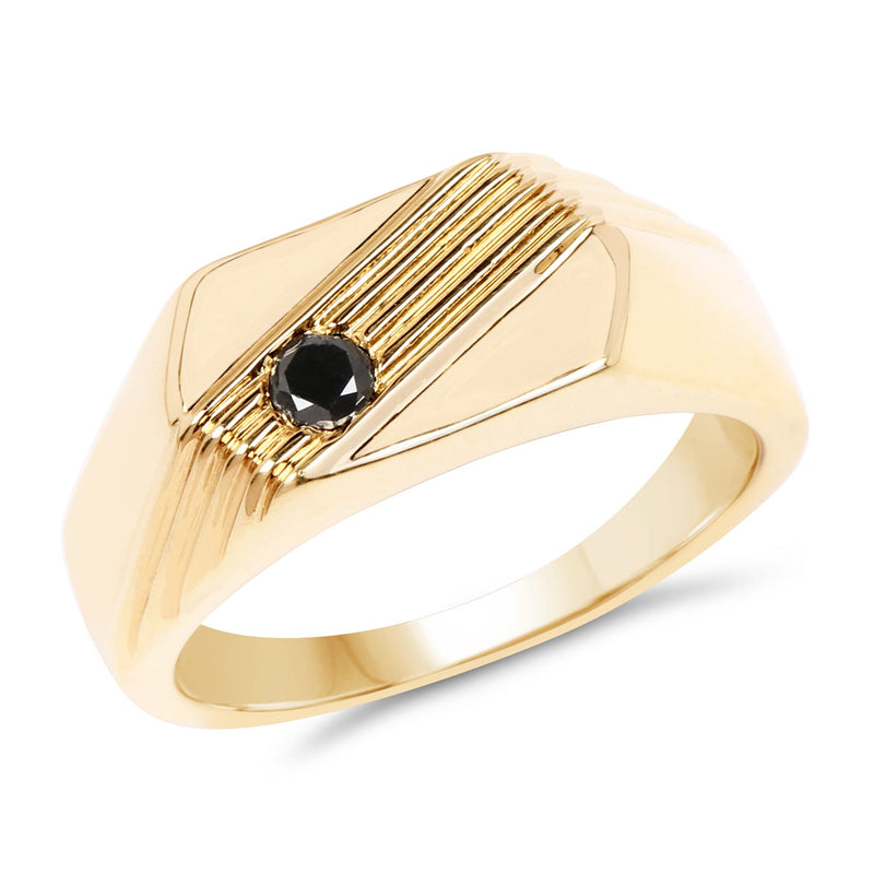 Bids.com 14K Yellow Gold Plated 0.12 Carat Genuine Black Diamond .925 Sterling Silver Ring Rings