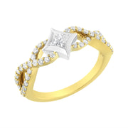 Bids.com 10K Two Tone Color 5/8 Cttw Diamond Kite and Twist Shank Ring (H-I Color,SI2-I1 Clarity) Rings
