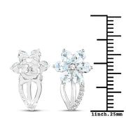 Bids.com 1.54 Carat Genuine Aquamarine and White Topaz .925 Sterling Silver Earrings Earrings