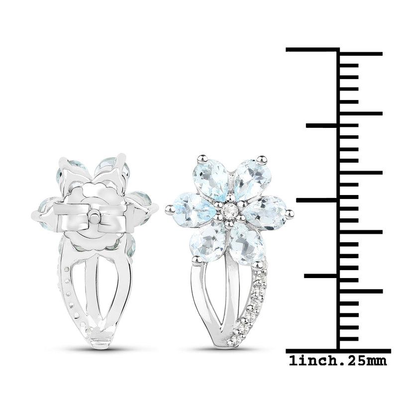 Bids.com 1.54 Carat Genuine Aquamarine and White Topaz .925 Sterling Silver Earrings Earrings