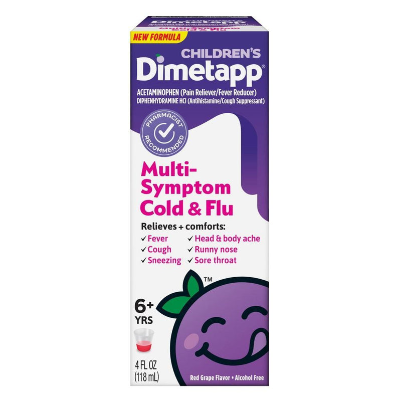 Dimetapp Dimetapp Cold & Flu, Multi Symptom, Red Grape Flavor, Children's 4 Fl Oz Personal Care