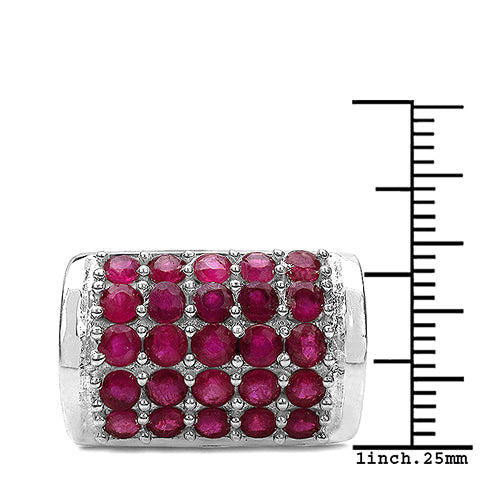 Bids.com 3.01 Carat Genuine Ruby & White Diamond .925 Sterling Silver Ring Rings