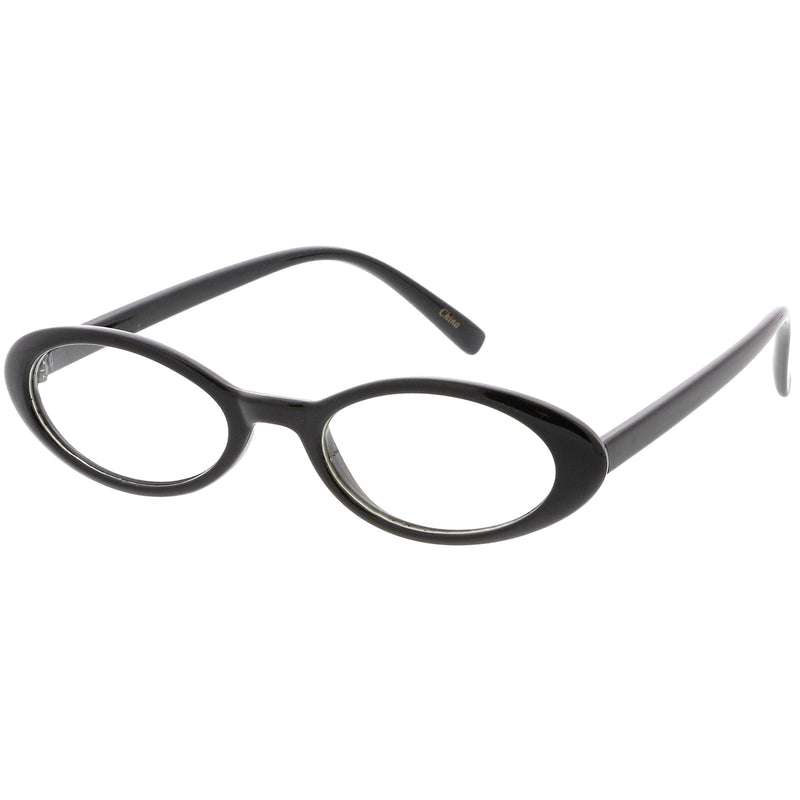 zeroUV Women's Retro Dapper Small Oval Clear Lens Glasses C704 Glasses