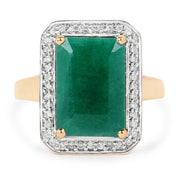 Bids.com 5.71 Carat Dyed Emerald and White Diamond 14K Yellow Gold Ring Rings