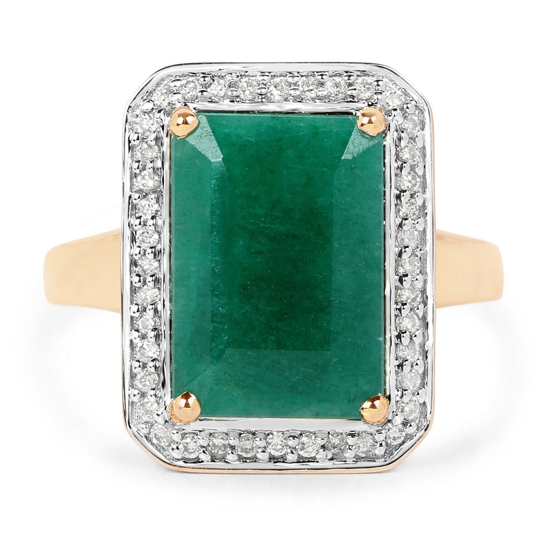 Bids.com 5.71 Carat Dyed Emerald and White Diamond 14K Yellow Gold Ring Rings