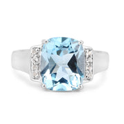 Bids.com 4.28 Carat Genuine Blue Topaz and White Topaz .925 Sterling Silver Ring Rings