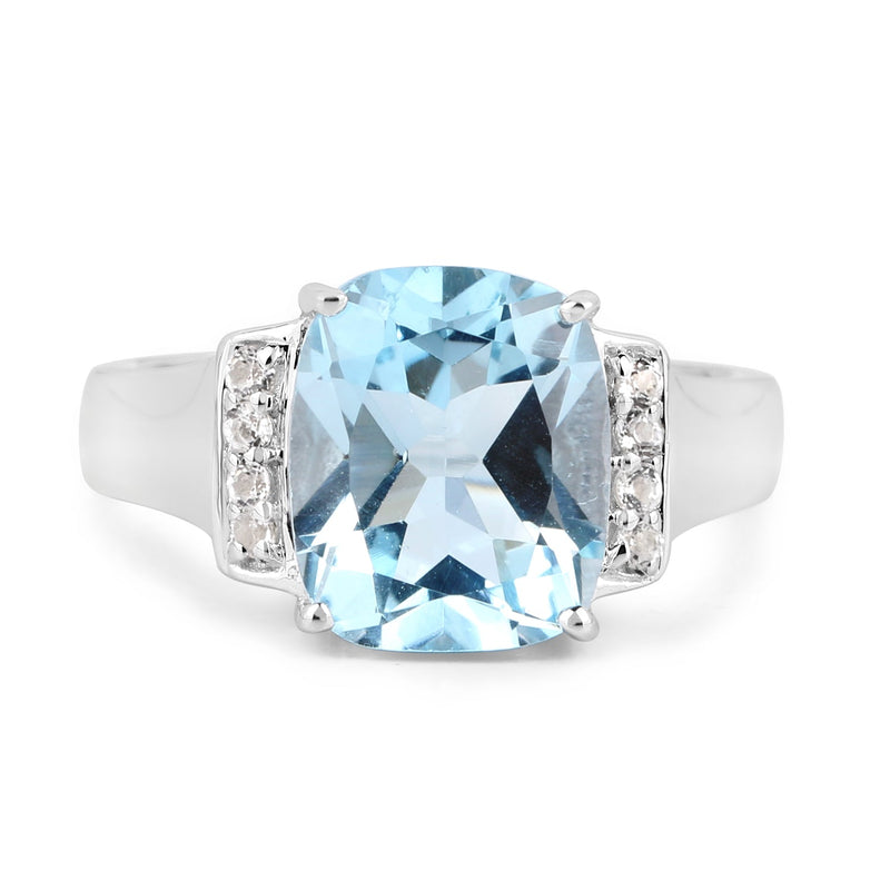Bids.com 4.28 Carat Genuine Blue Topaz and White Topaz .925 Sterling Silver Ring Rings